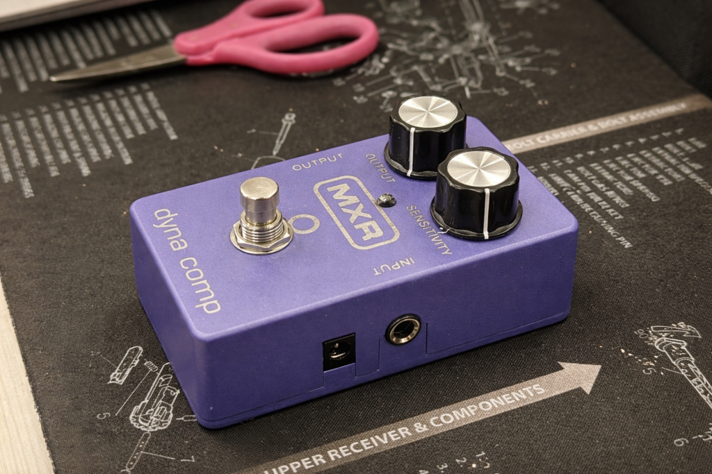 Pedal board refinished using a fiber laser and crushed orchid cerakote