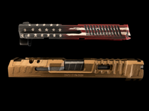 Canik and Sig Sauer Cerakoted in Burnt Bronze and American Flag